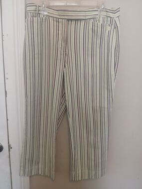 LOFT Cropped Cotton Striped Pants